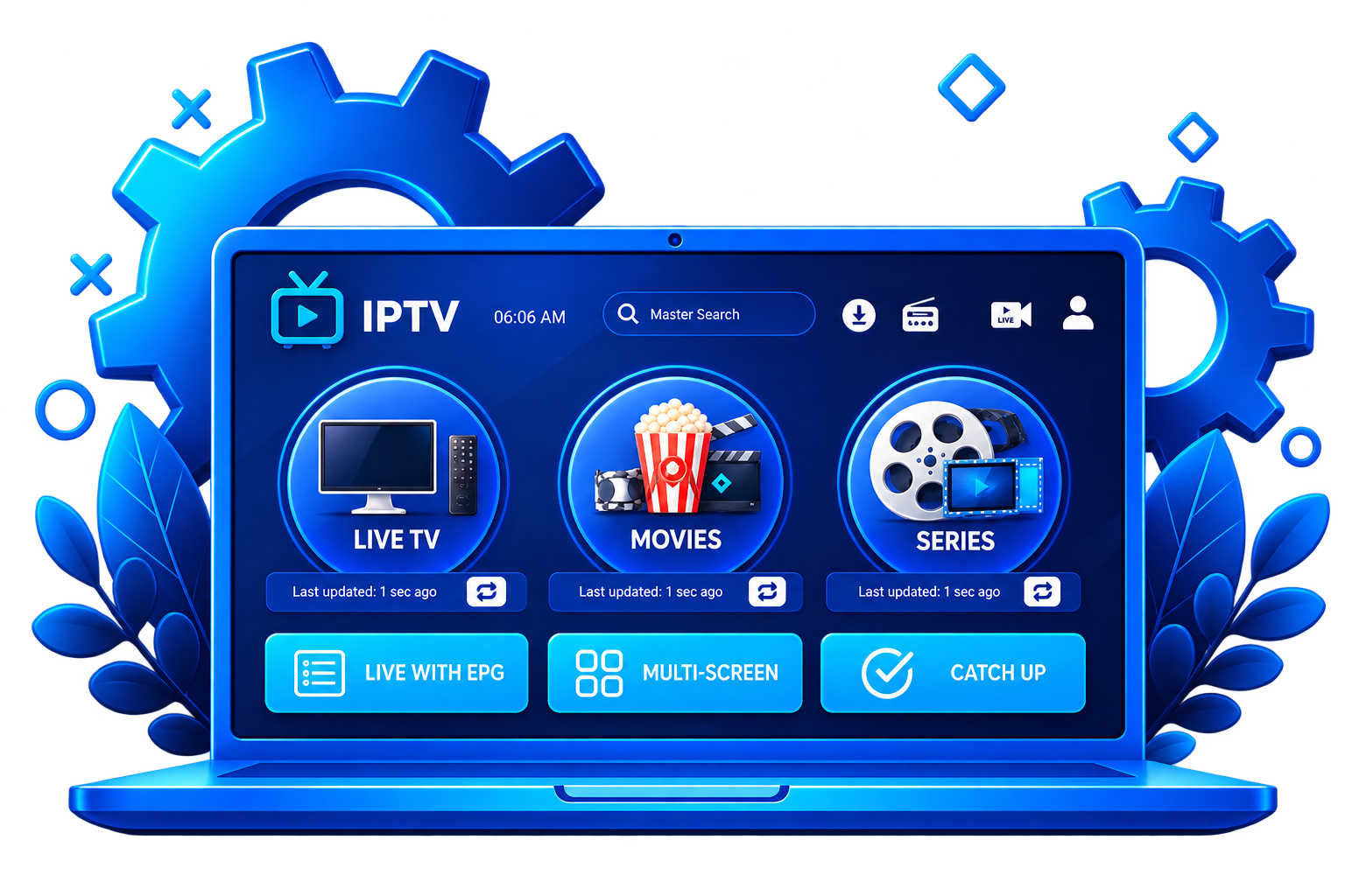 Xtreme HD IPTV streaming interface on a laptop, showing Live TV, movies and series